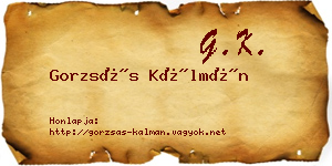 Gorzsás Kálmán névjegykártya